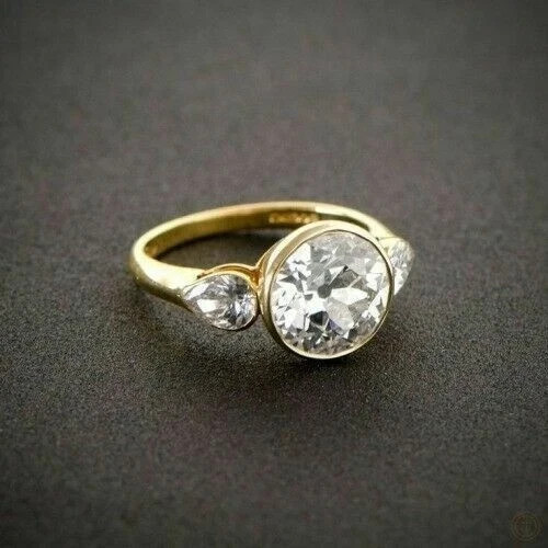 2Ct Round Cut Lab Created Diamond Women's Engagement Ring 14k Yellow Gold Finish
