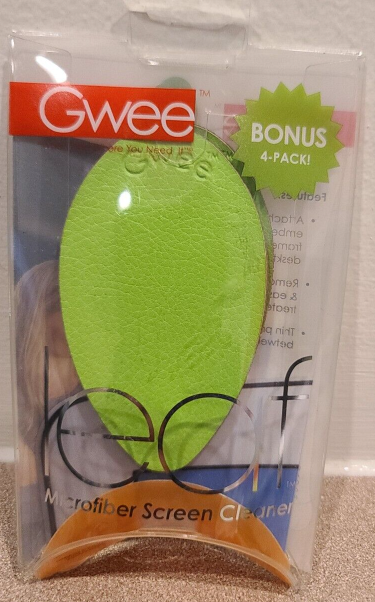 Gwee Leaf Microfiber Screen Cleaning Cloth Magnetically Attaches to Phone 4 PACK