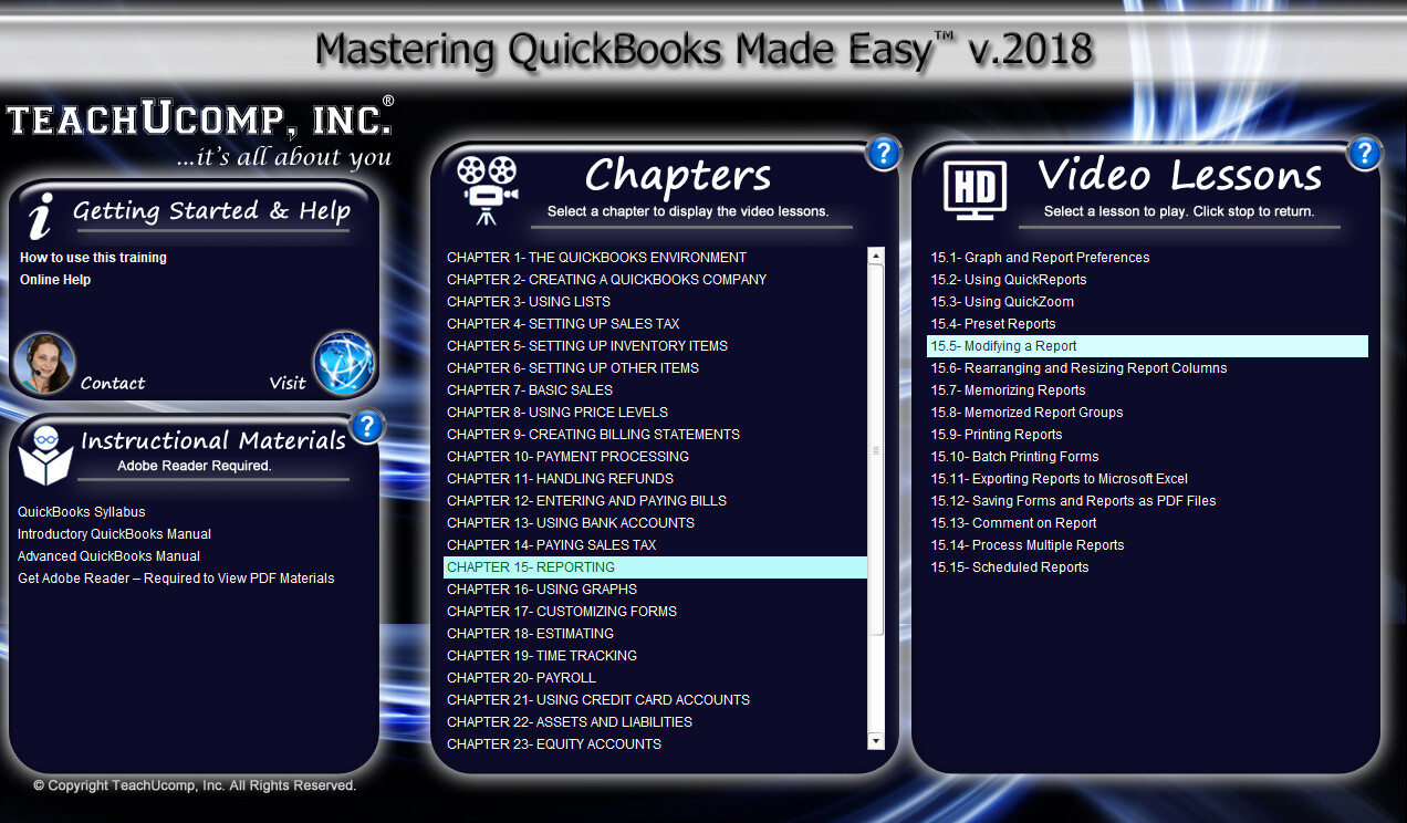 QUICKBOOKS PRO 2018 DELUXE Training Tutorial Course with Quick Reference Guide