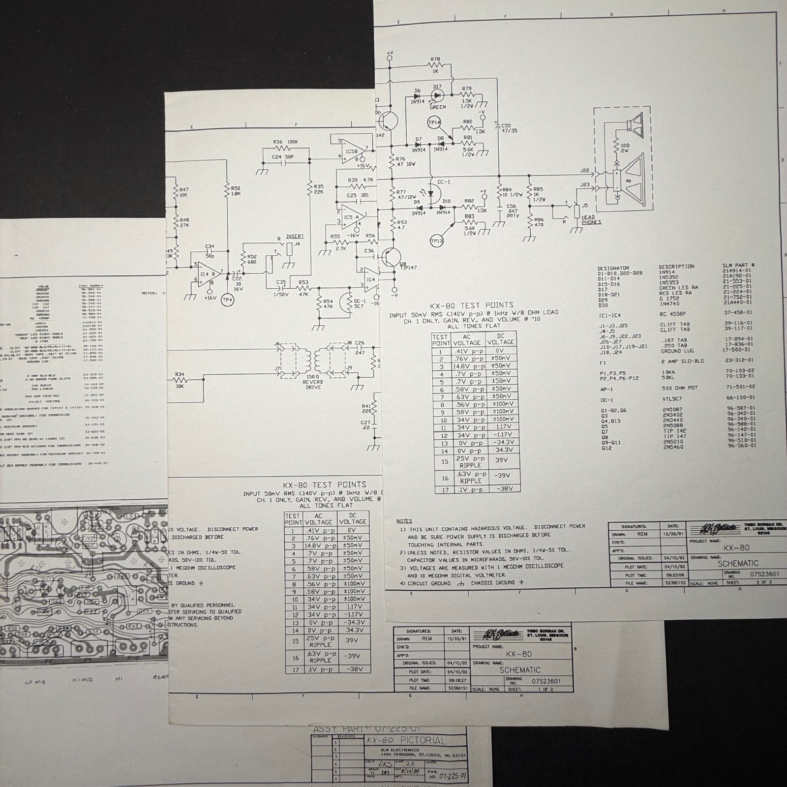 VINTAGE SLM ELECTRONICS (CRATE) KX-80 SCHEMATIC DIAGRAMS COPY