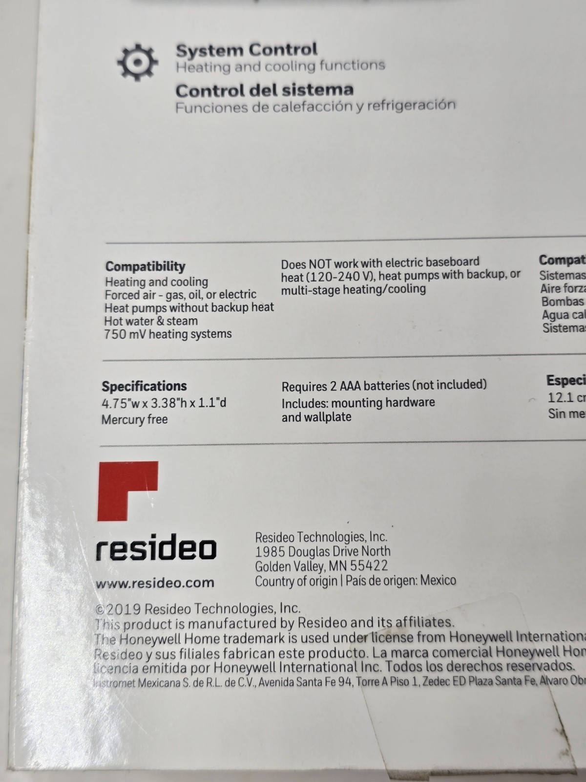 HONEYWELL HOME RTH111B HORIZONTAL NON-PROGRAMMABLE THERMOSTAT