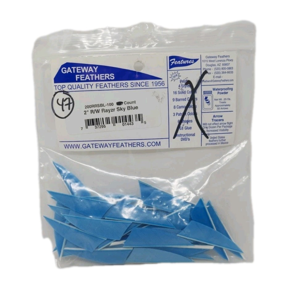 47 Count Gateway Feathers 2" Right Wing: Rayzr Sky Blue 200RRSBL