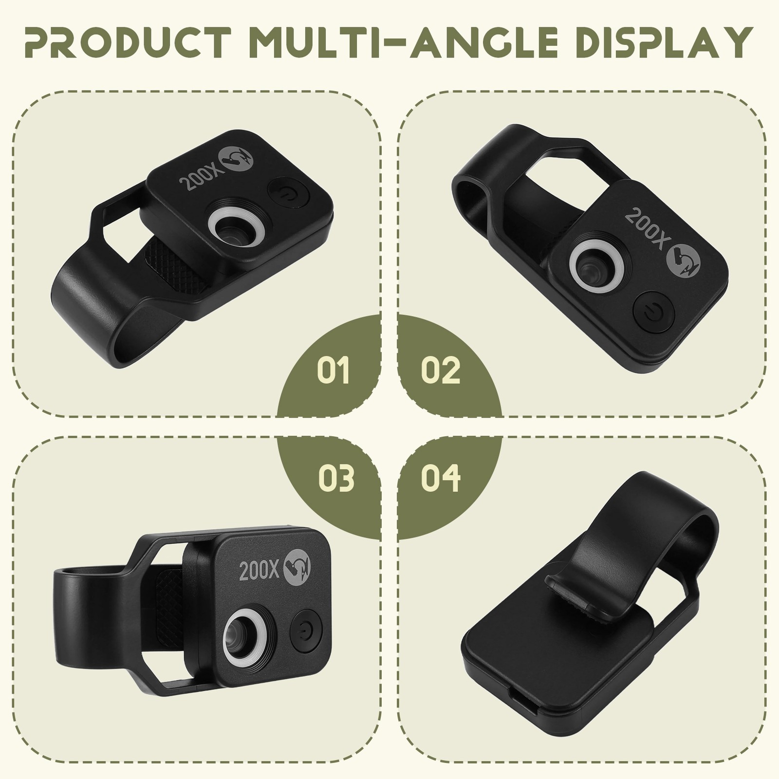 200X Cell Phone Microscope Accessory with Window Microscope, Portable 4190