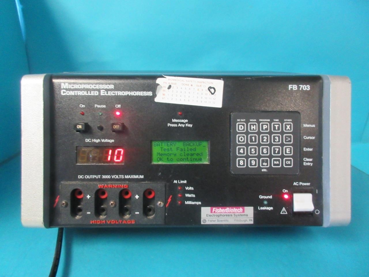 FISHER BIOTECH FB 703 MICROPROCESSOR CONTROLLED ELECTROPHORESIS POWER SUPPLY