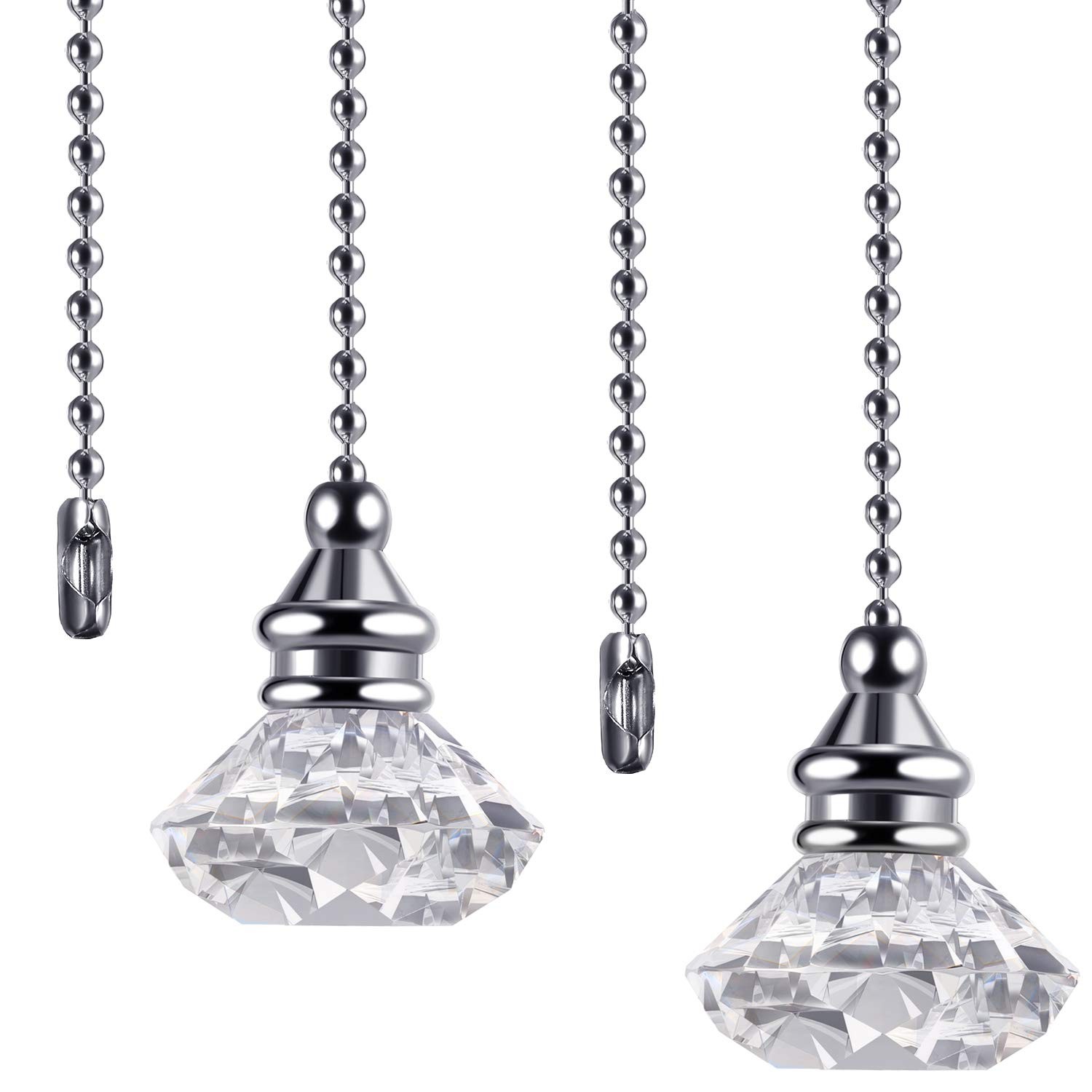 JOVITEC 2 Pieces Light Pull Chain Extension One Size, Transparent Color