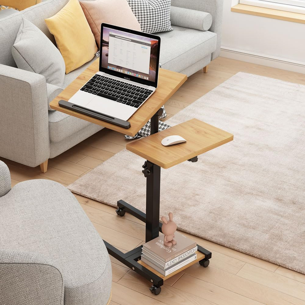 Mobile Height Adjustable Laptop Desk with Mouse Pad, Portable Laptop Desk Rollin