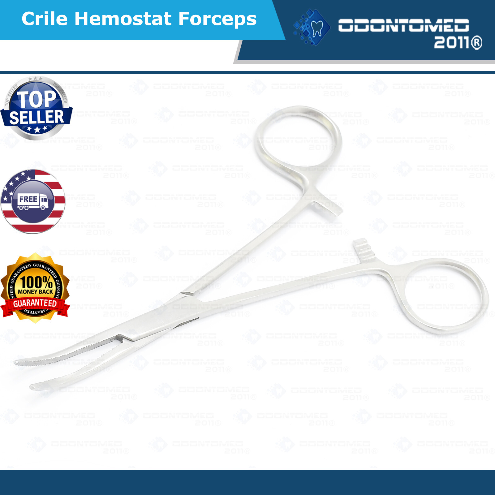 3 Rankin Crile Hemostat Locking Forceps Curved Tip 6"