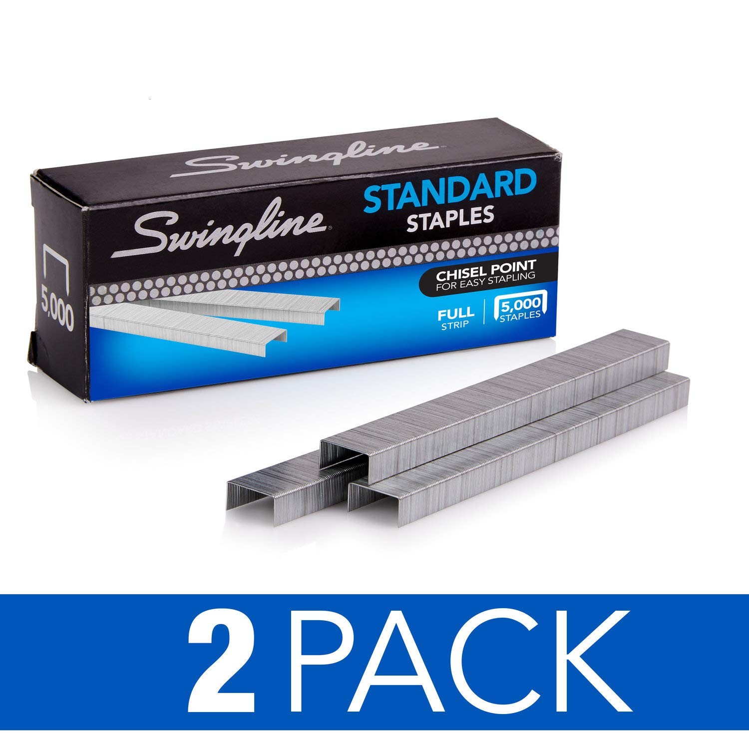 Swingline Standard Staples 2 Pack 10000 Staples Chisel Point 25 Sheets Capacity
