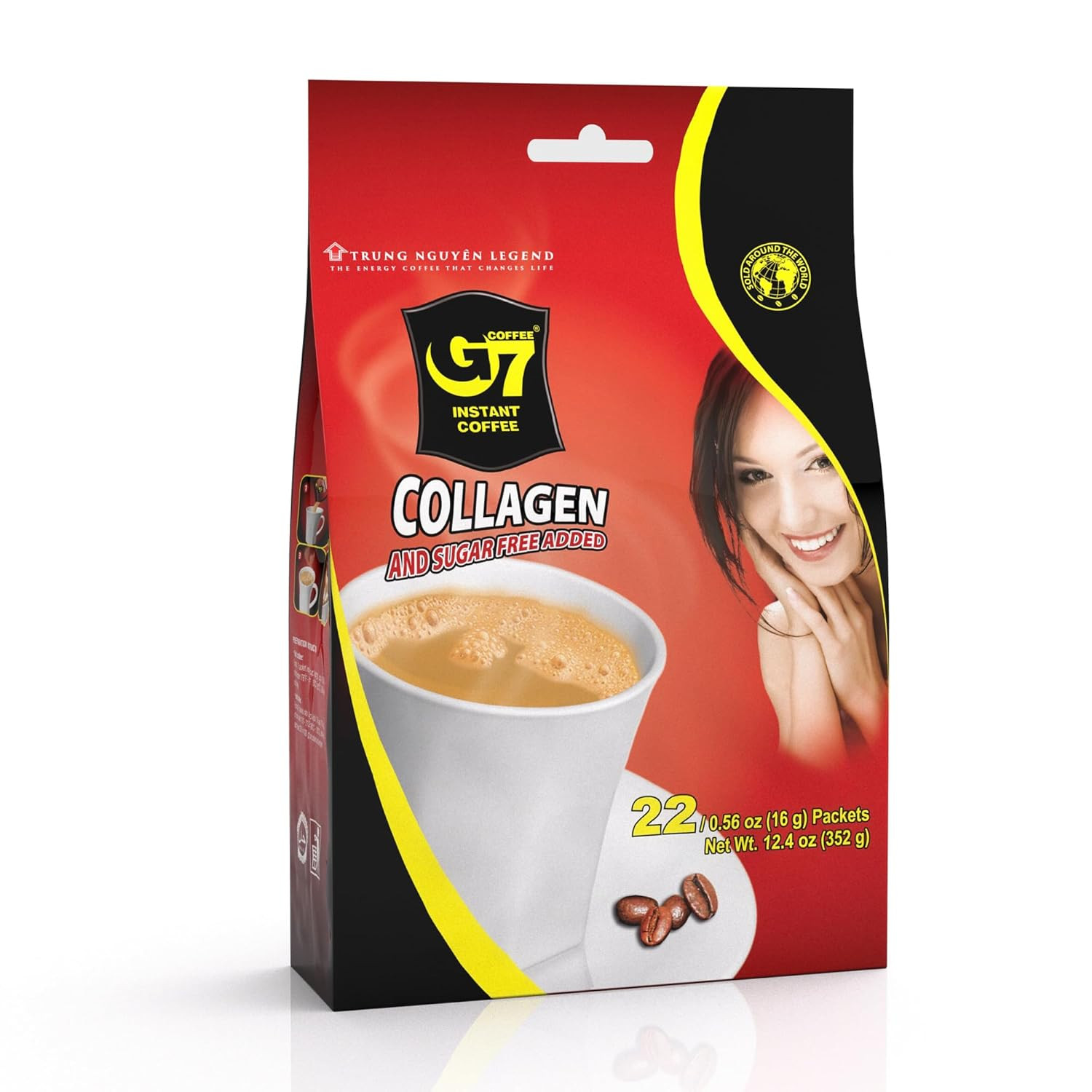 TRUNG NGUYEN G7 3-IN-1 COLLAGEN ADDED & SUGAR FREE Instant Coffee for Energy Boo