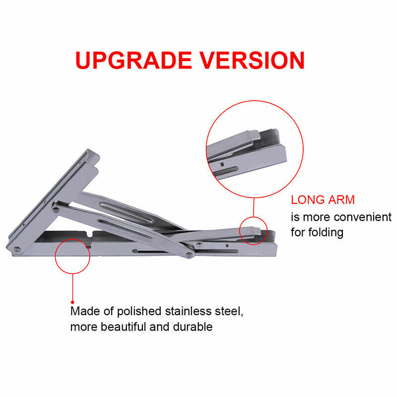 2X 12"Folding Table Shelf Brackets Bench Stainless Steel Brackets Max.Load 250KG