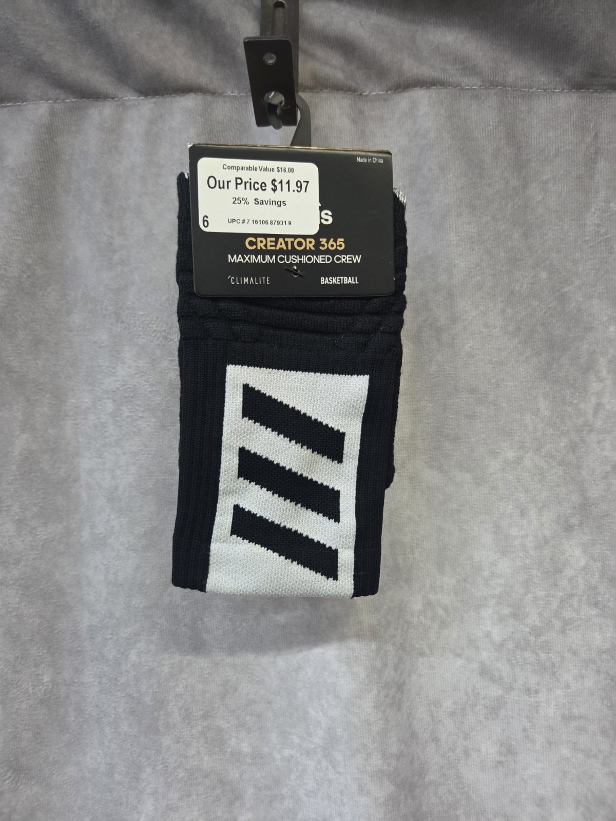 adidas Unisex Creator 365 Cushioned Crew Socks Medium Black