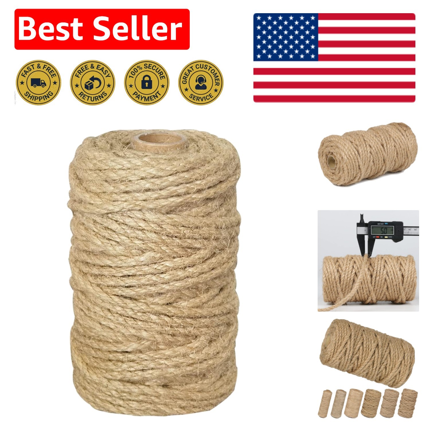 Heavy-Duty 105ft Jute Twine - 5mm Eco-Friendly Rope for All Your Crafting Needs