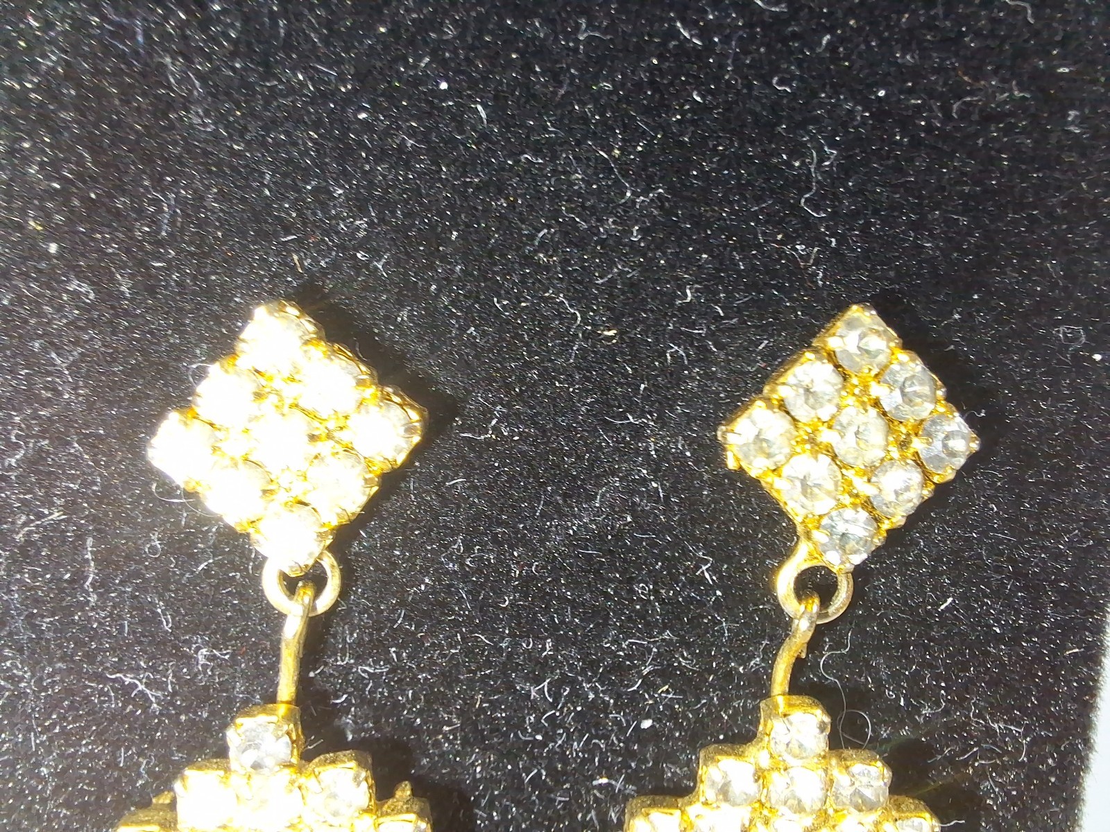 Stunning Goldtone Crystal Dangle Post Earrings