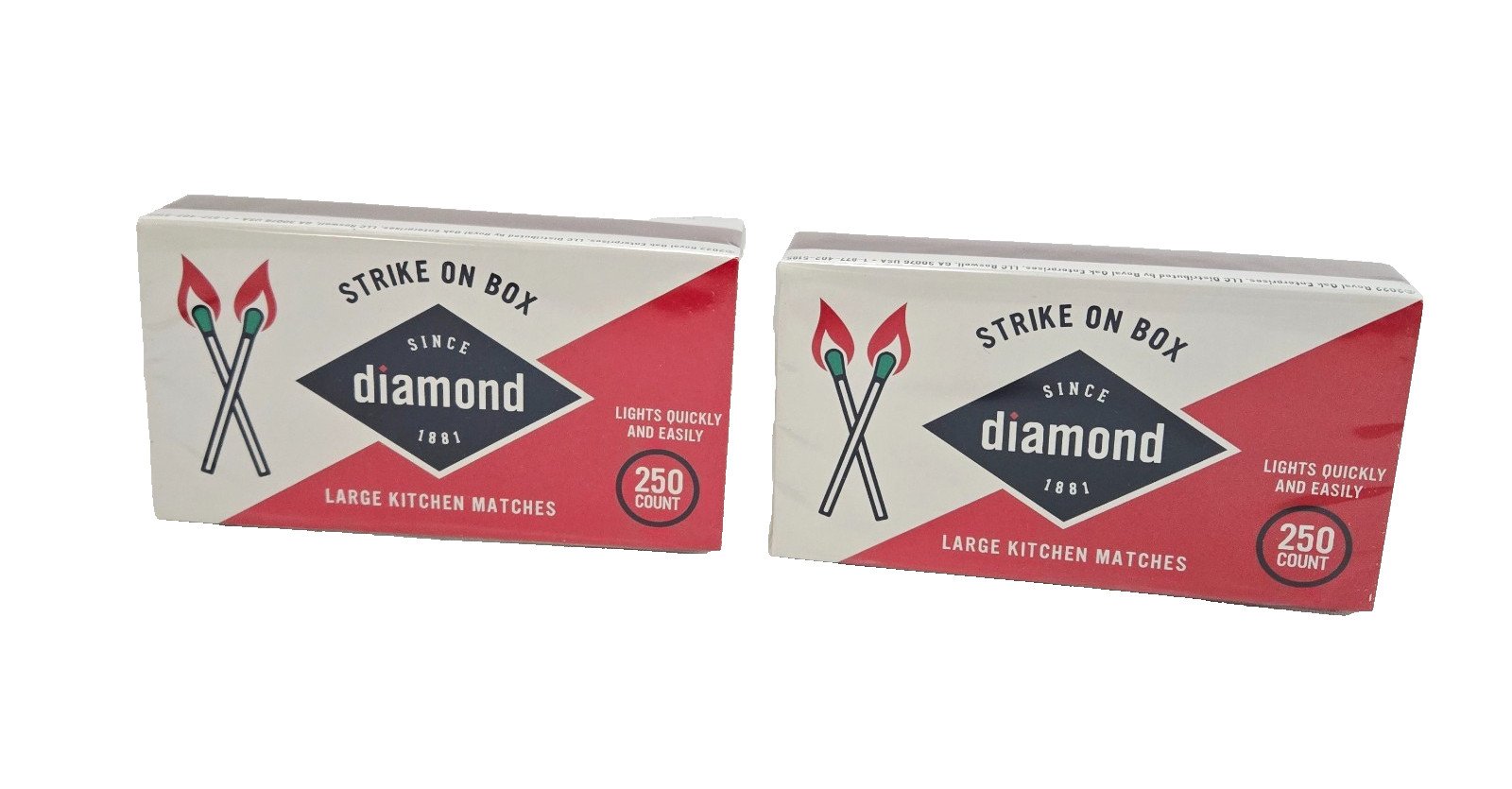 DIAMOND STRIKE ON BOX LARGE WOODEN KITCHEN MATCHES  2 PACK 500 MATCHES