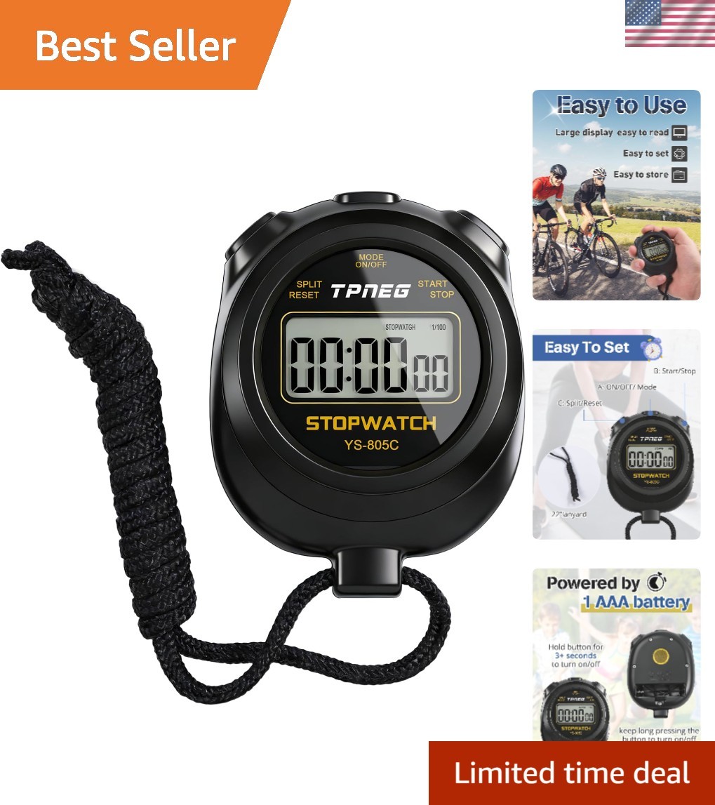 Simple Stopwatch Timer - Easy to Use, Set Up, Read, and Carry - Large Display...