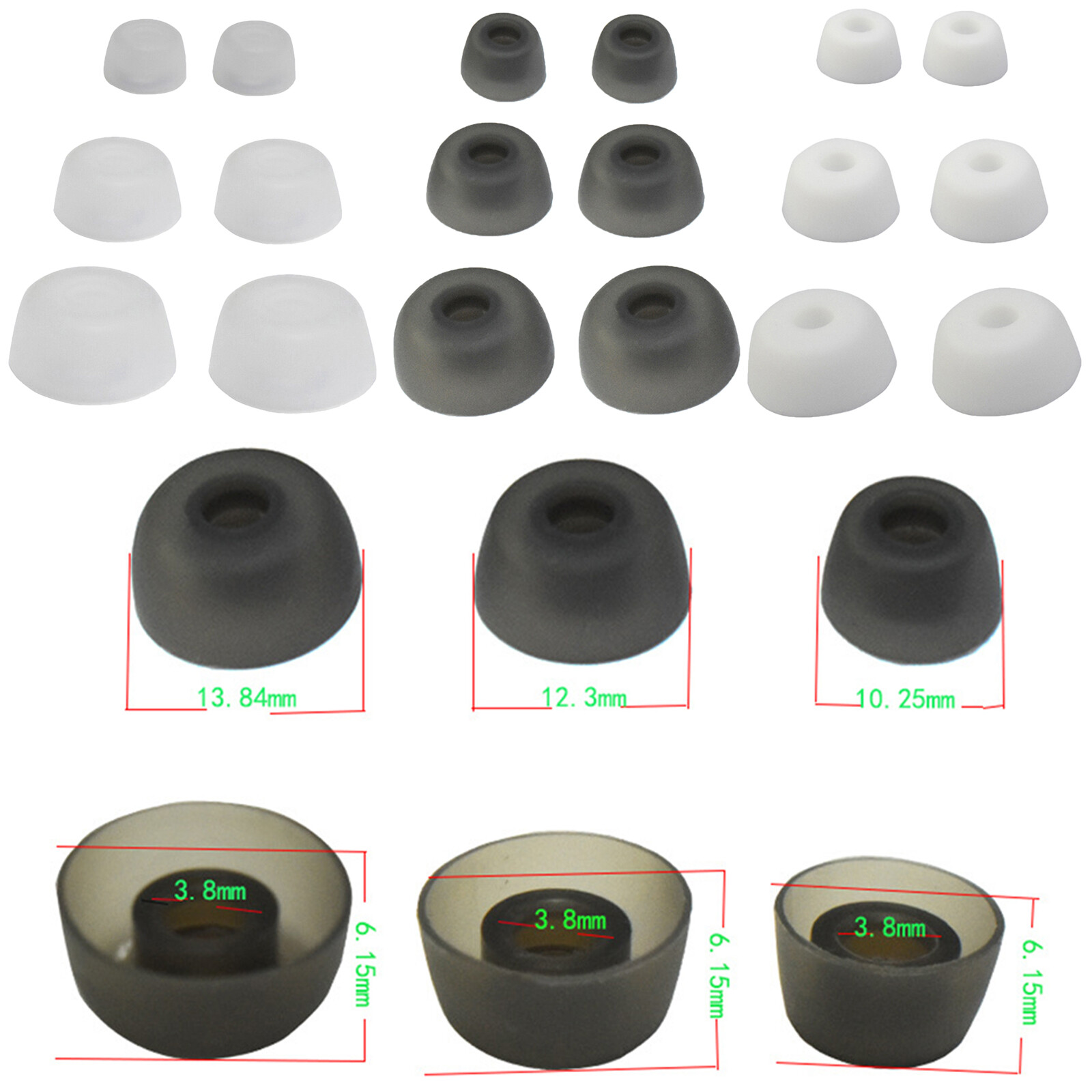 Replacement Silicone Ear Buds Ear Tips for Jabra Elite 75t/65t/Active Headsets