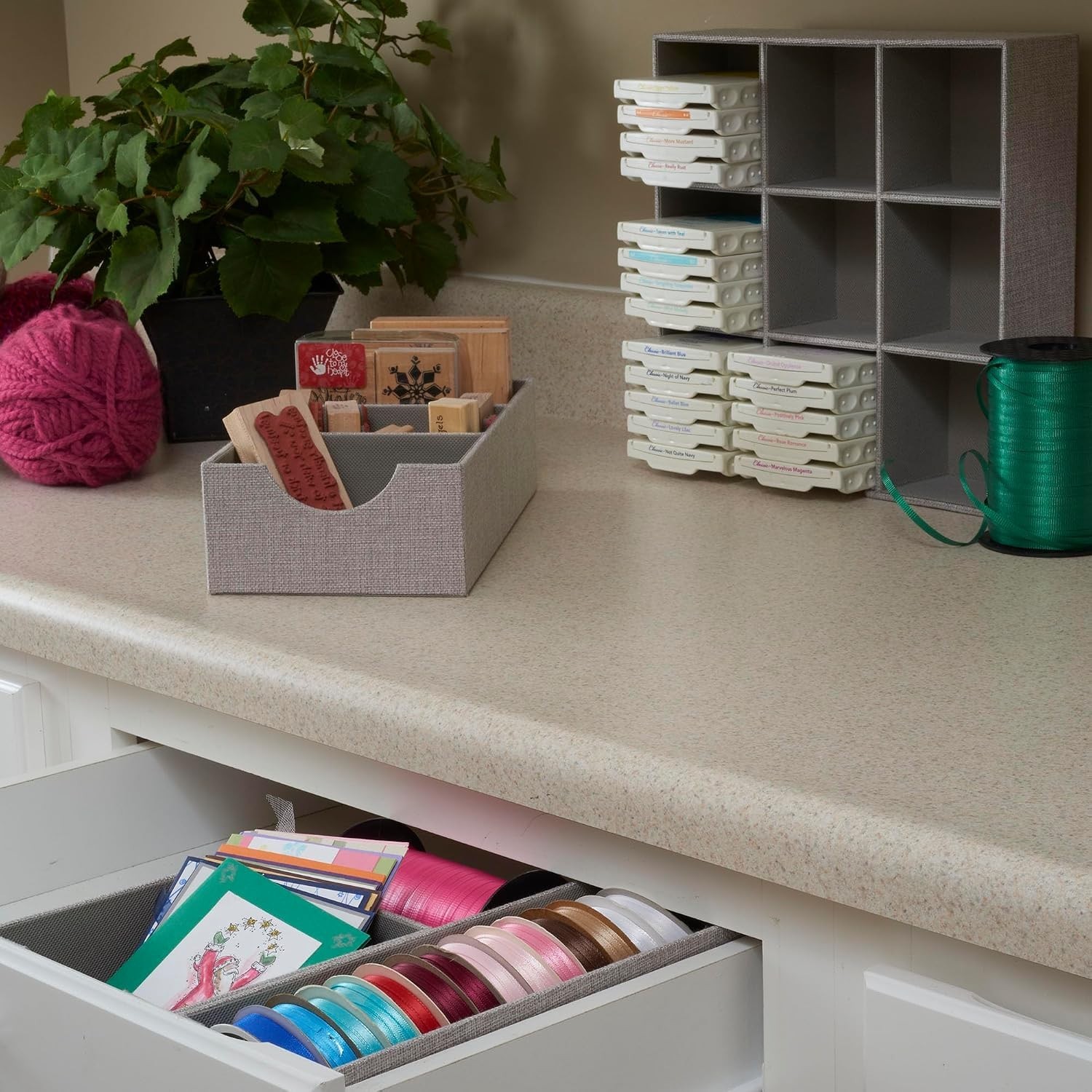 Grey 9-Compartment Fabric Drawer Organizer, 12" x 12" - Elegant Storage Solution