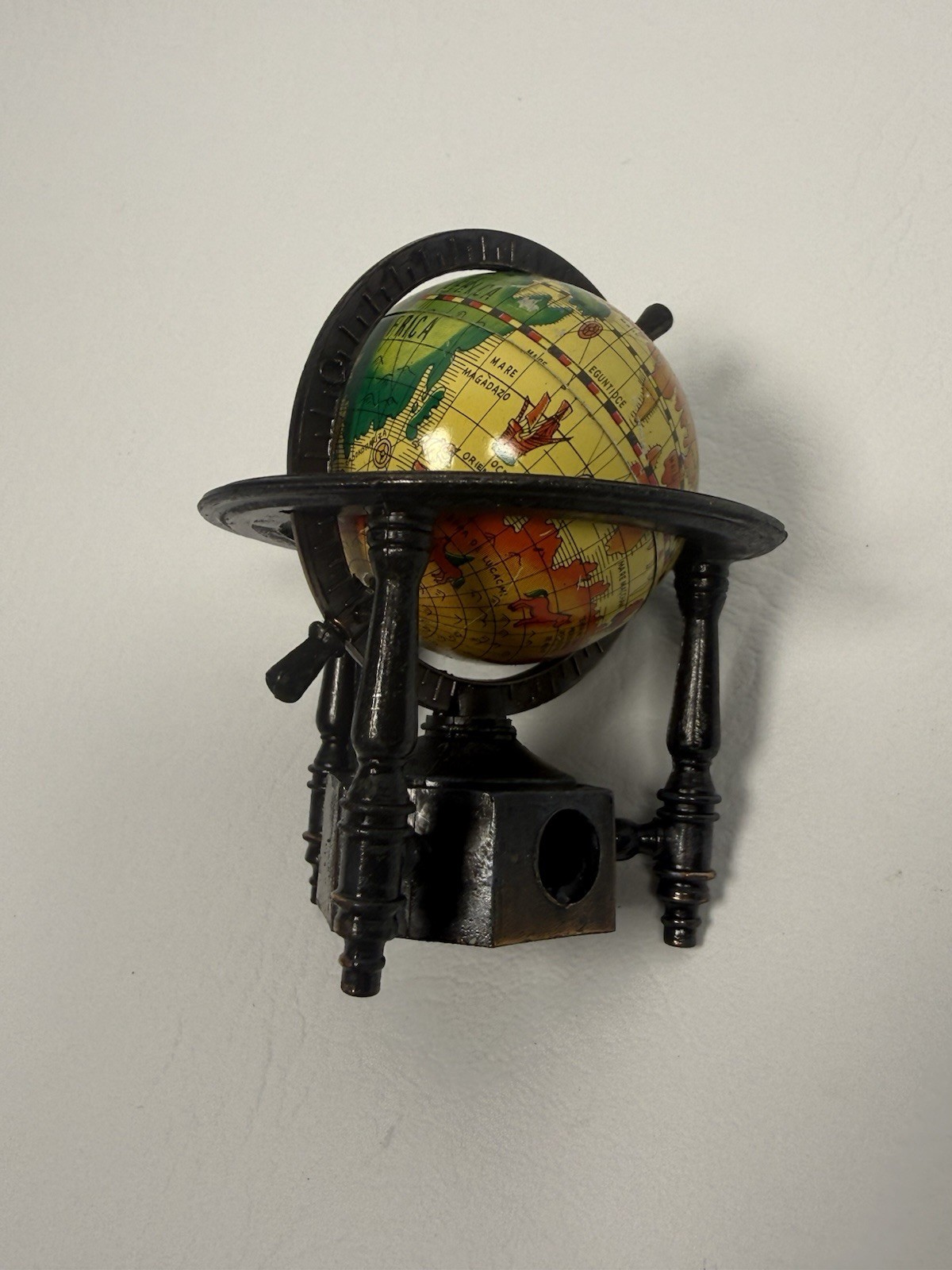 Vintage Die Cast Miniature Globe Pencil Sharpener