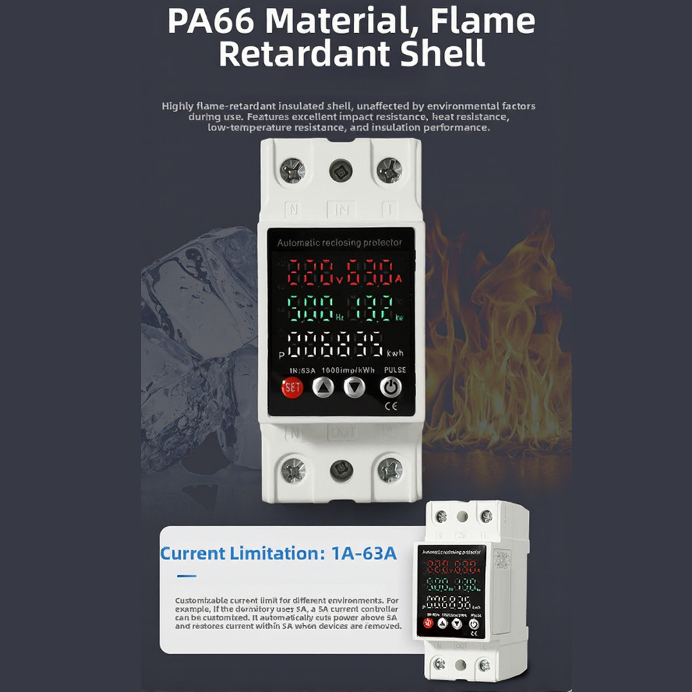 Voltage Safety Meter with AC80 300V Operating Range and 63A Load Capacity