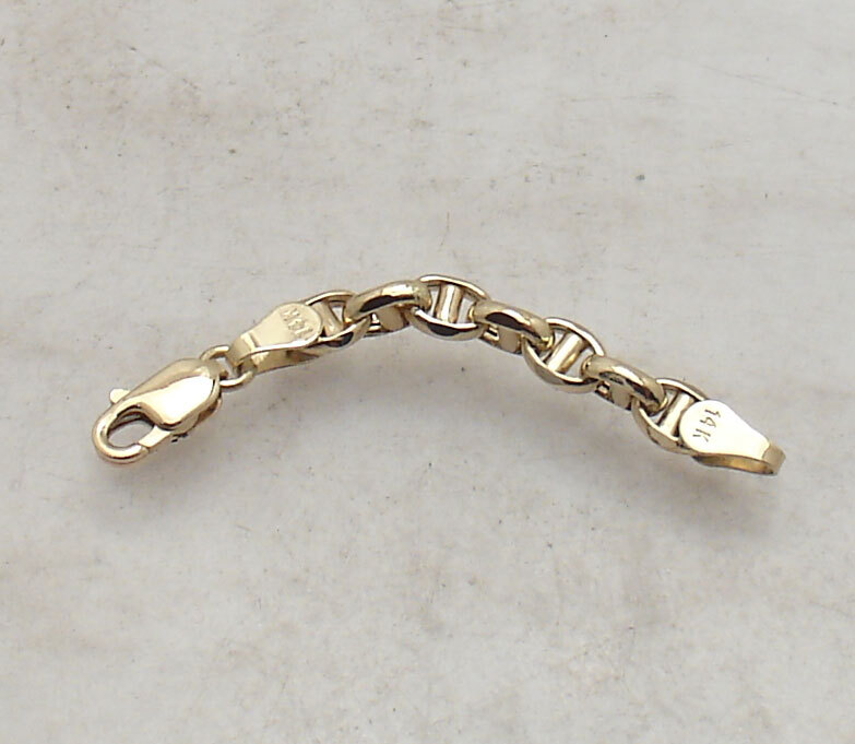 Mariner Anchor Extension Chain Bracelet Necklace Extender Real 14K Yellow Gold