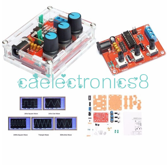 XR2206 Function Generator DIY Kit Sine Triangle Square Output 1HZ-1MHZ +Case