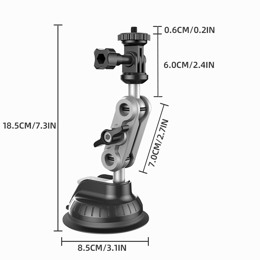 Camera Suction Cup Mount Car Windshield Dash 1/4" Mounting for Action Camera