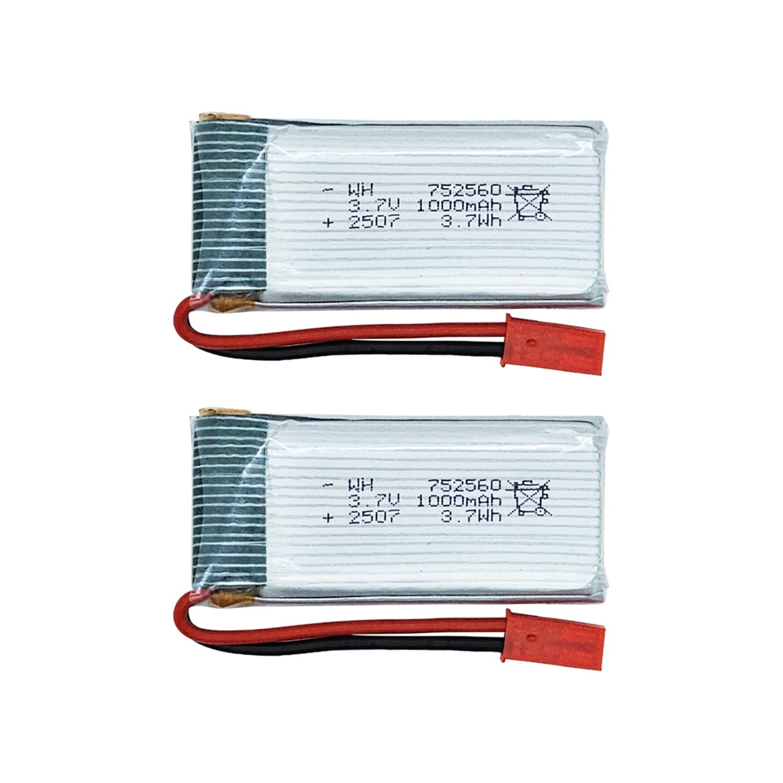 2 Pcs 3.7V 1000mAh Li-Po Battery, Compatible with BM22 F22 RC Airplane