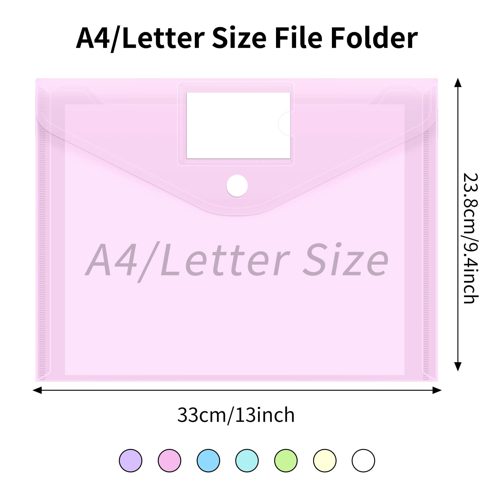 7pcs Plastic Envelopes, Plastic File Folders for Documents, Hook & Loop Closu...