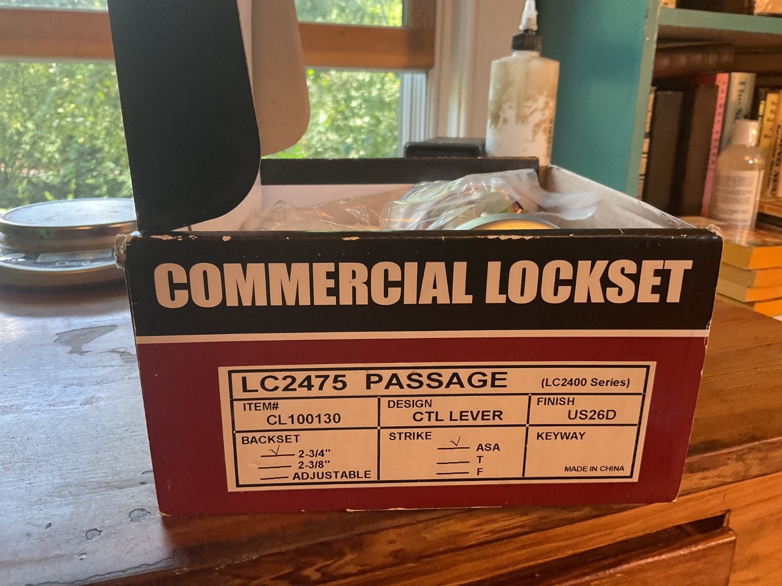 Tell commercial passage lockset, LC2475, brushed stainless finish, new open box