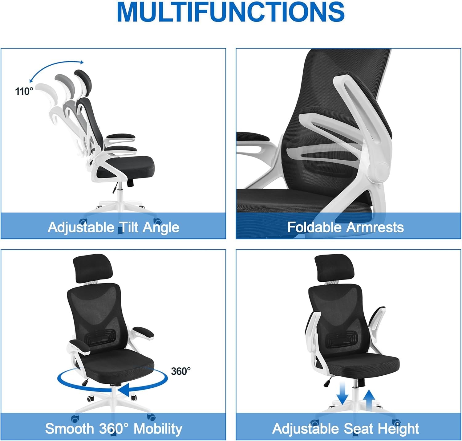 High Back Desk Chair with with flip-up Armrests for Home Oiffce Game Room