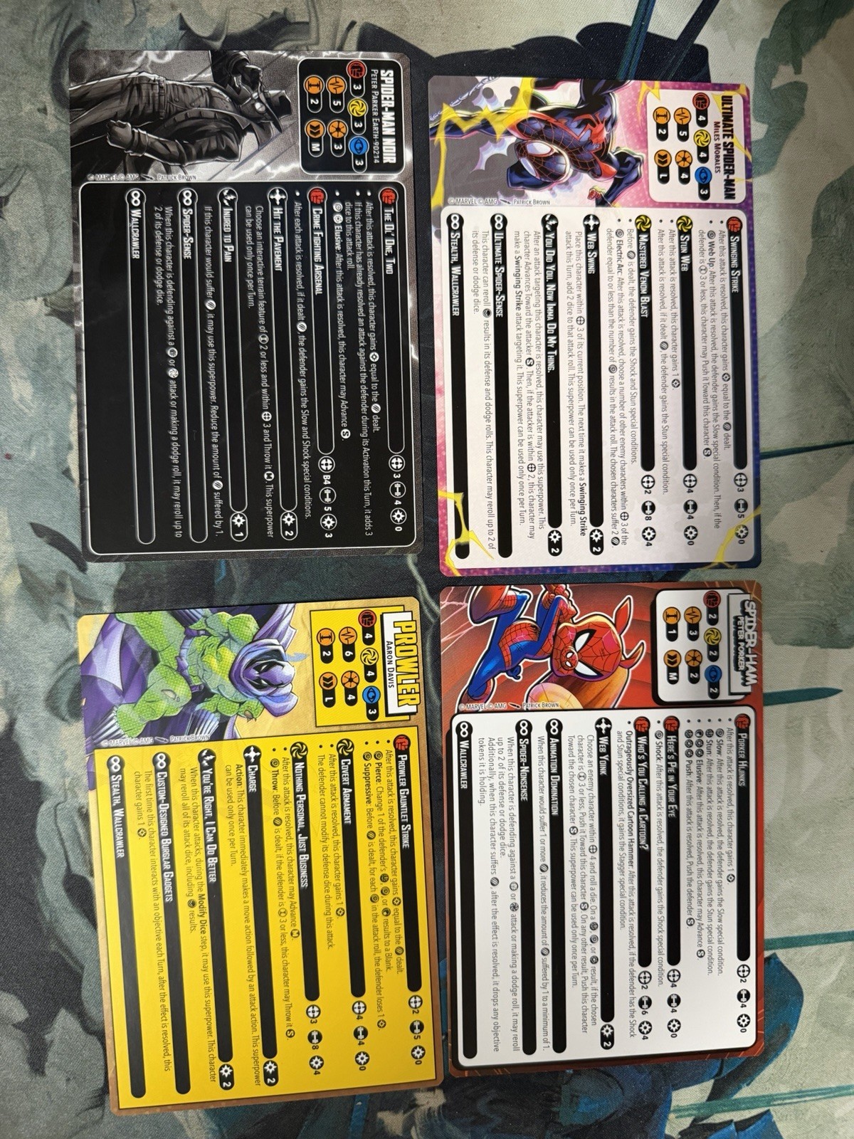 Marvel Crisis Protocol Spider Man Promos. Foil Spider-Man Noir Prowler.