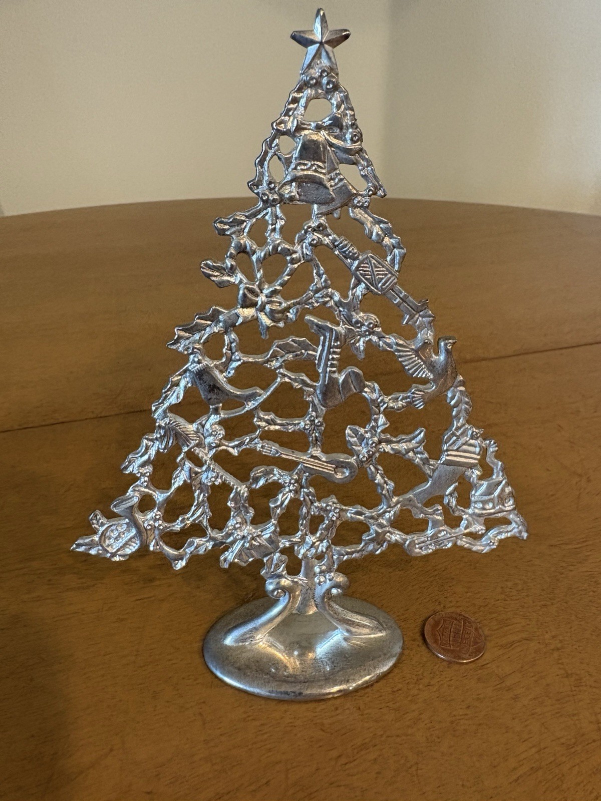 1980's Vtg Silverplate Christmas Tree Figure Shelf  Mantle Tabletop Decor