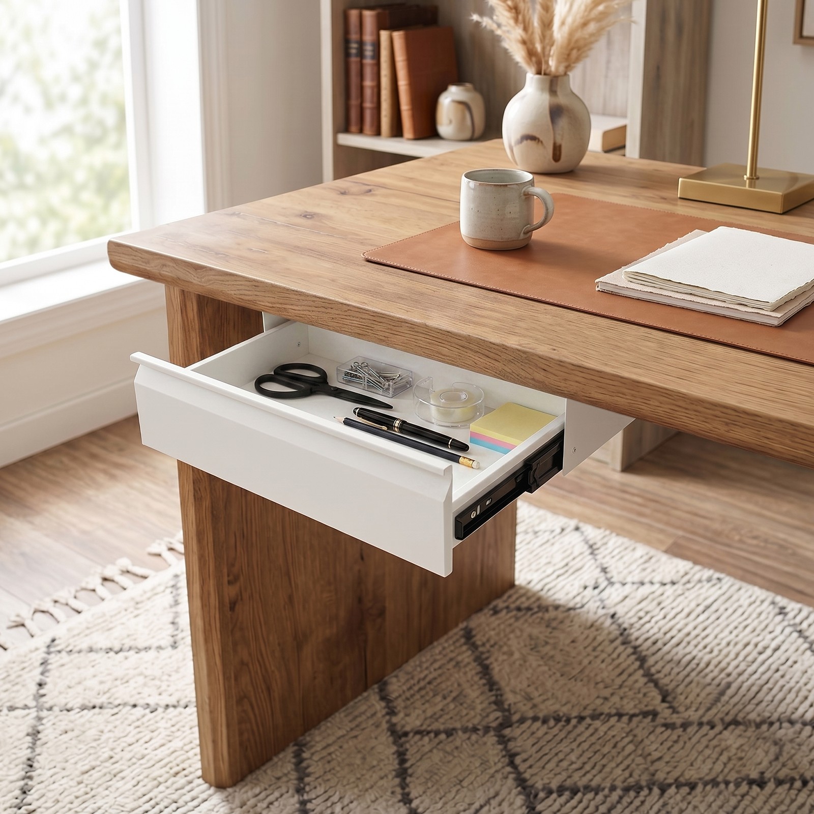 Iron Under Desk Mounted Sliding Pull-out Storage Drawer Storage Organizer 4.4lb