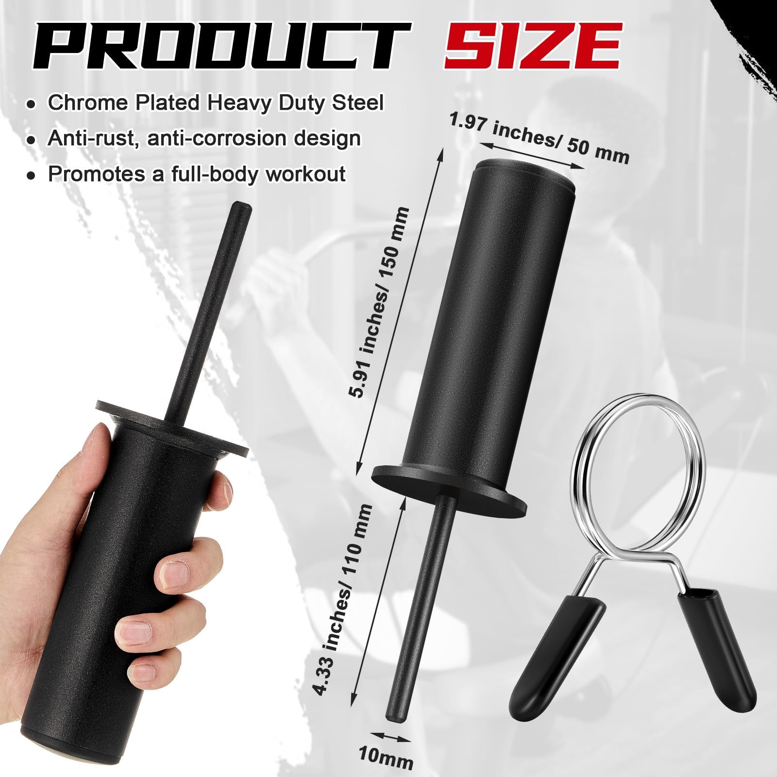 2 Pcs Weight Stack Pin Extender Gym Pin with Spring Clip Collar for 2 Inch We...