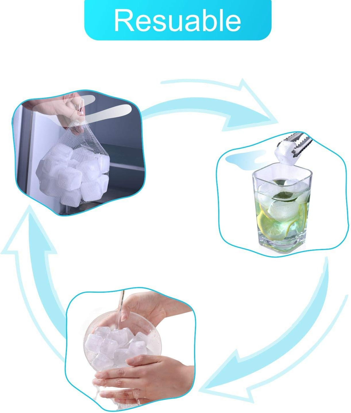 Reuable Ice Cube for Drinks - White Clear Plastic Ice Cube to Keep Drink Cool Lo