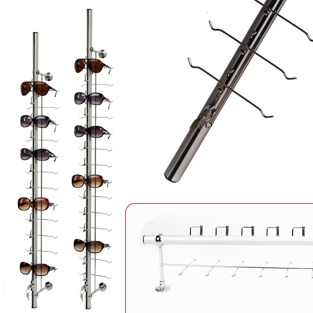 10 Pcs Aluminium Lockable Eyewear Eyeglasses Sunglasses Display Rod Frame Rack