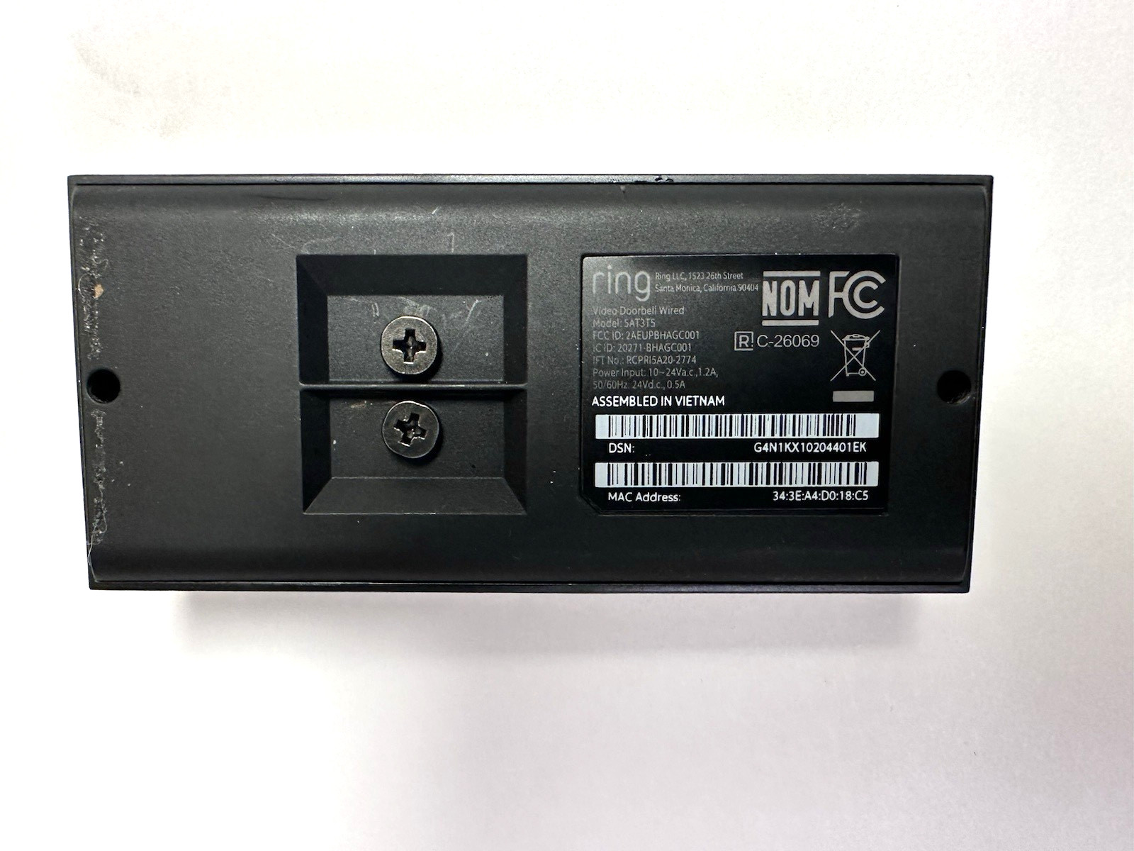 Ring 5AT3T5 Video Doorbell Wired Camera With Corner Kit