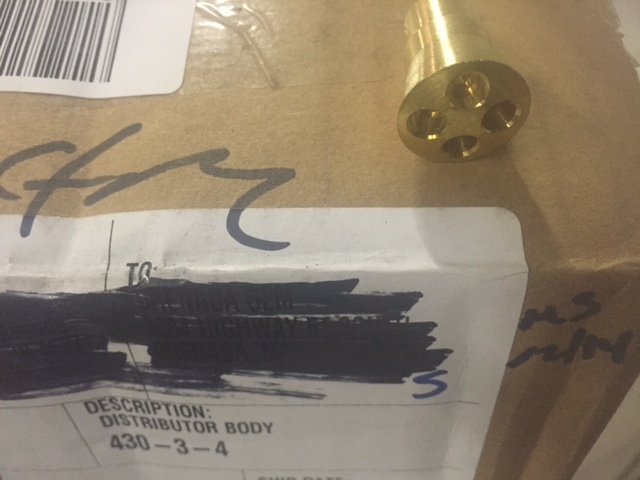 Brass Refrigerant Distributor Nozzel 4 hole # 430-3-4 (NEW)