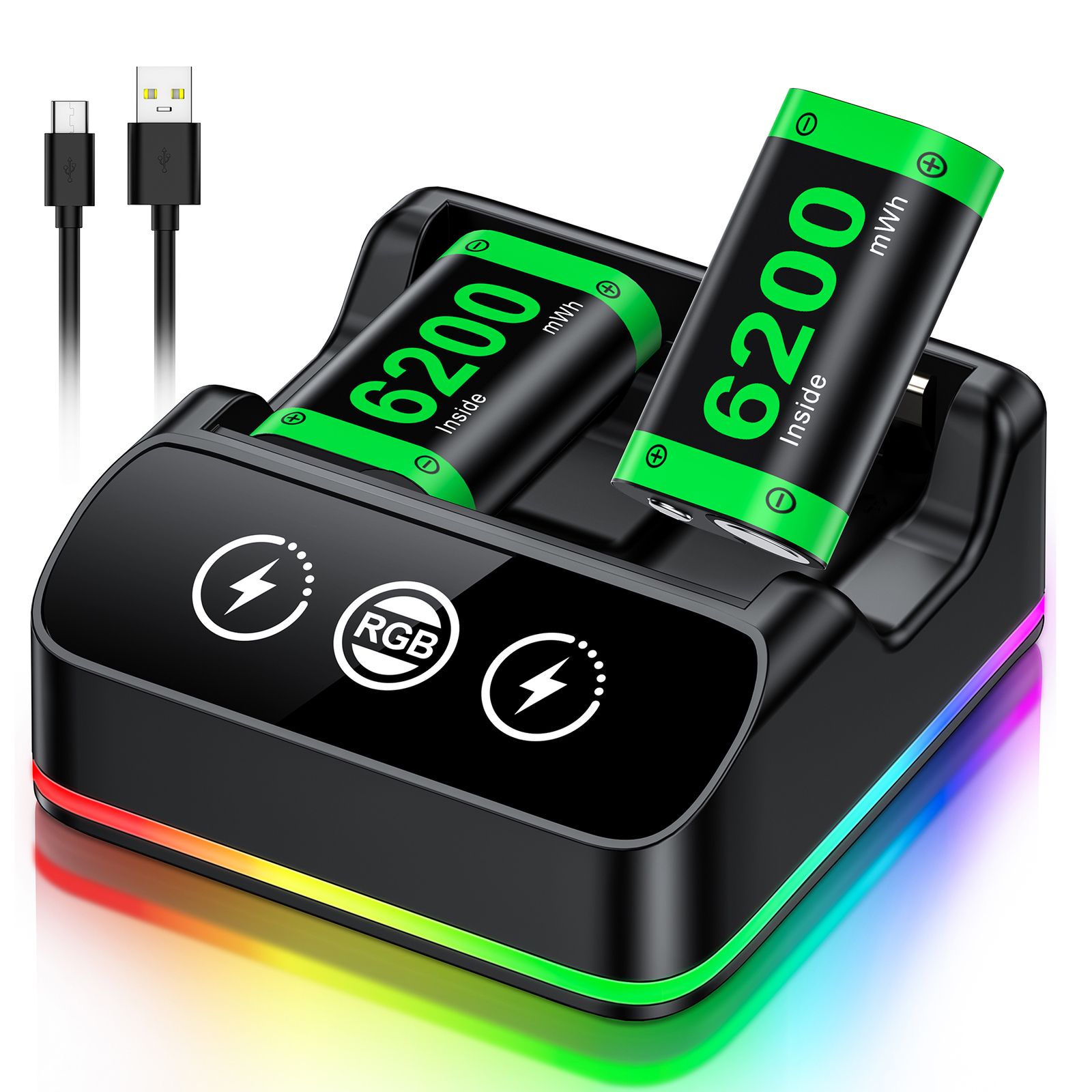 2*6200 mWh Rechargeable Battery Packs for Xbox Series X|S/One S|X/One Elite
