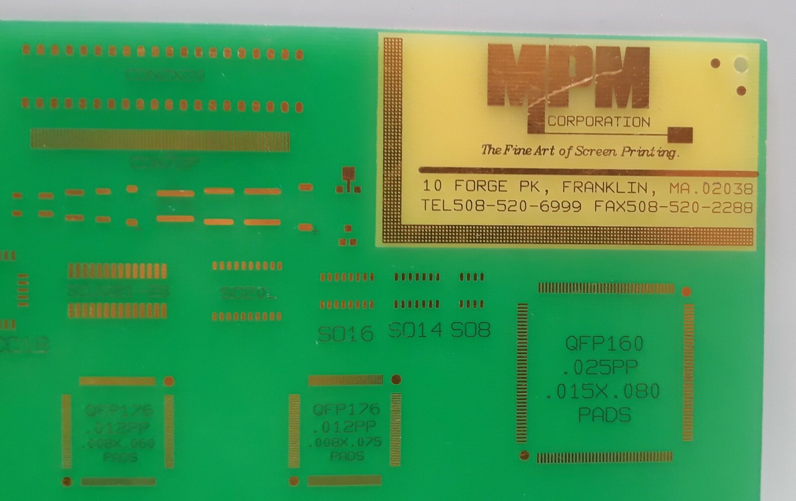 Tyco Printed Circuit Group MPM Corp. Sample Circuit Board - Gold