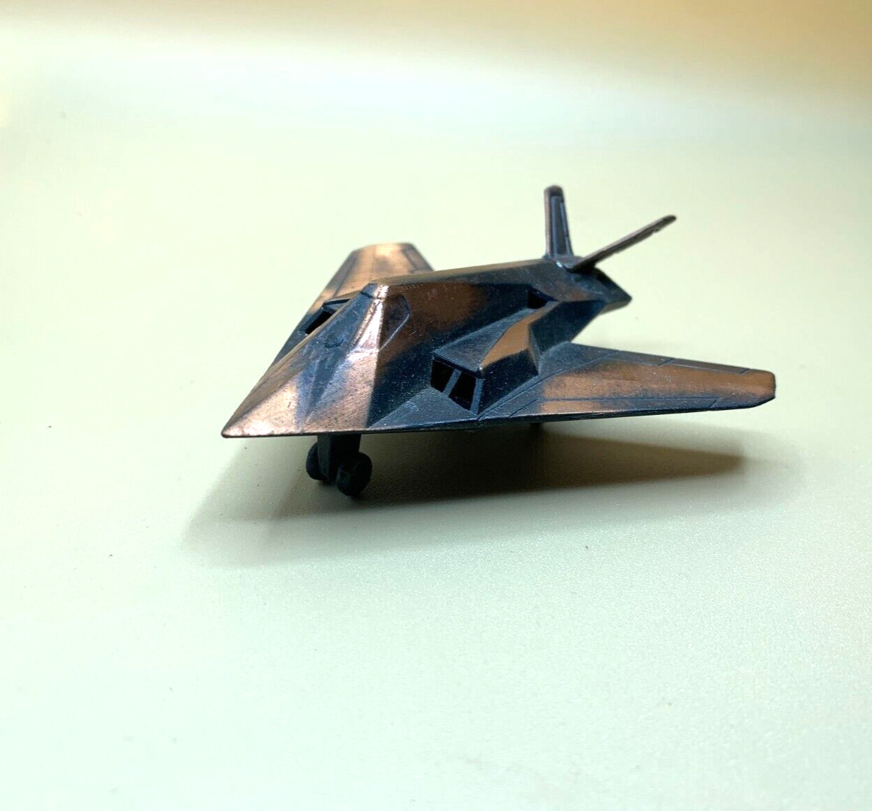 Vintage Airplane F117 Stealth Pencil Sharpener Metal Copper Hong Kong 4" x 3.5"