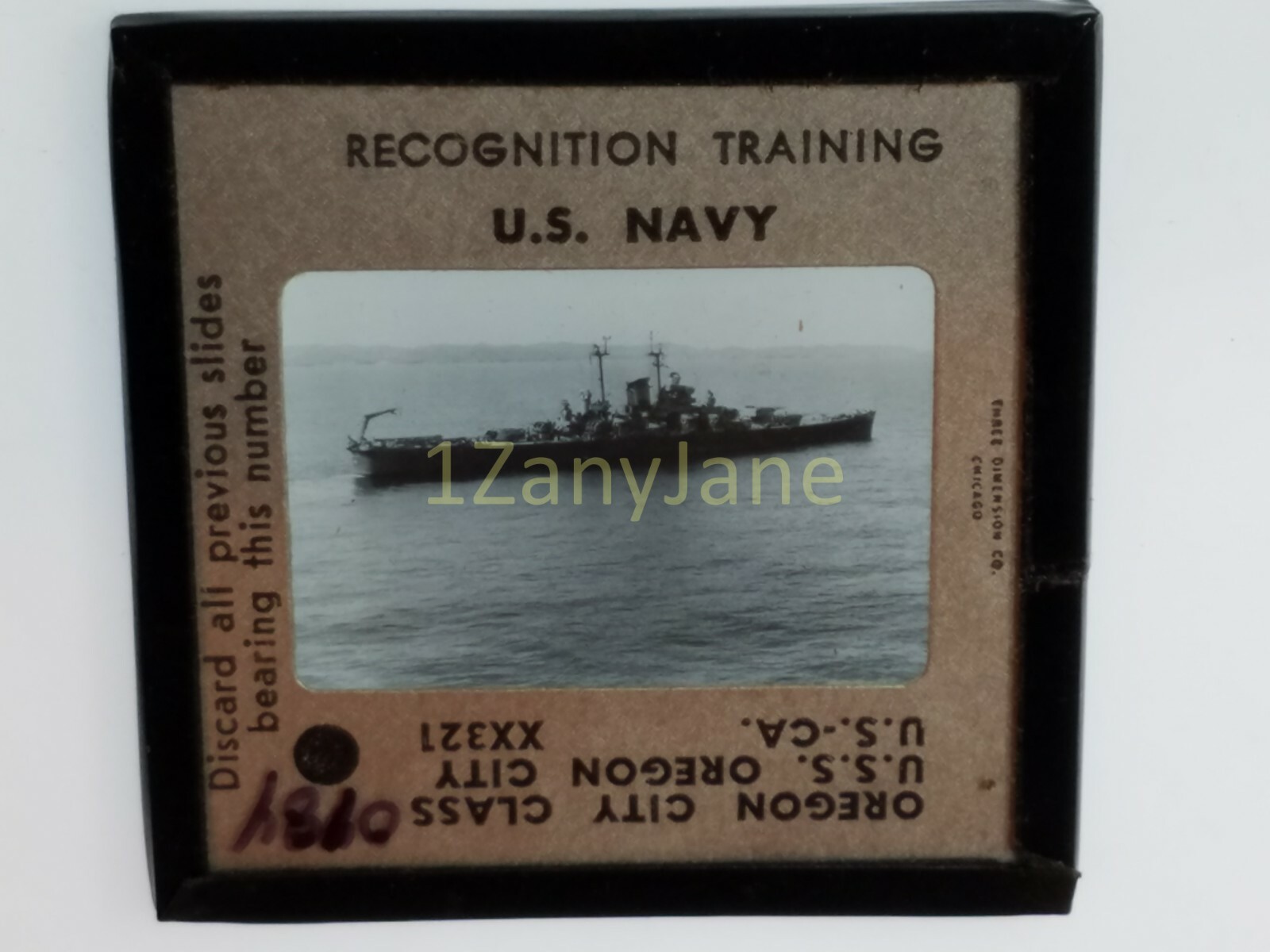 0184 PHOTO GLASS SLIDE PLANE/SHIP Military Oregon City Class USS Oregon City