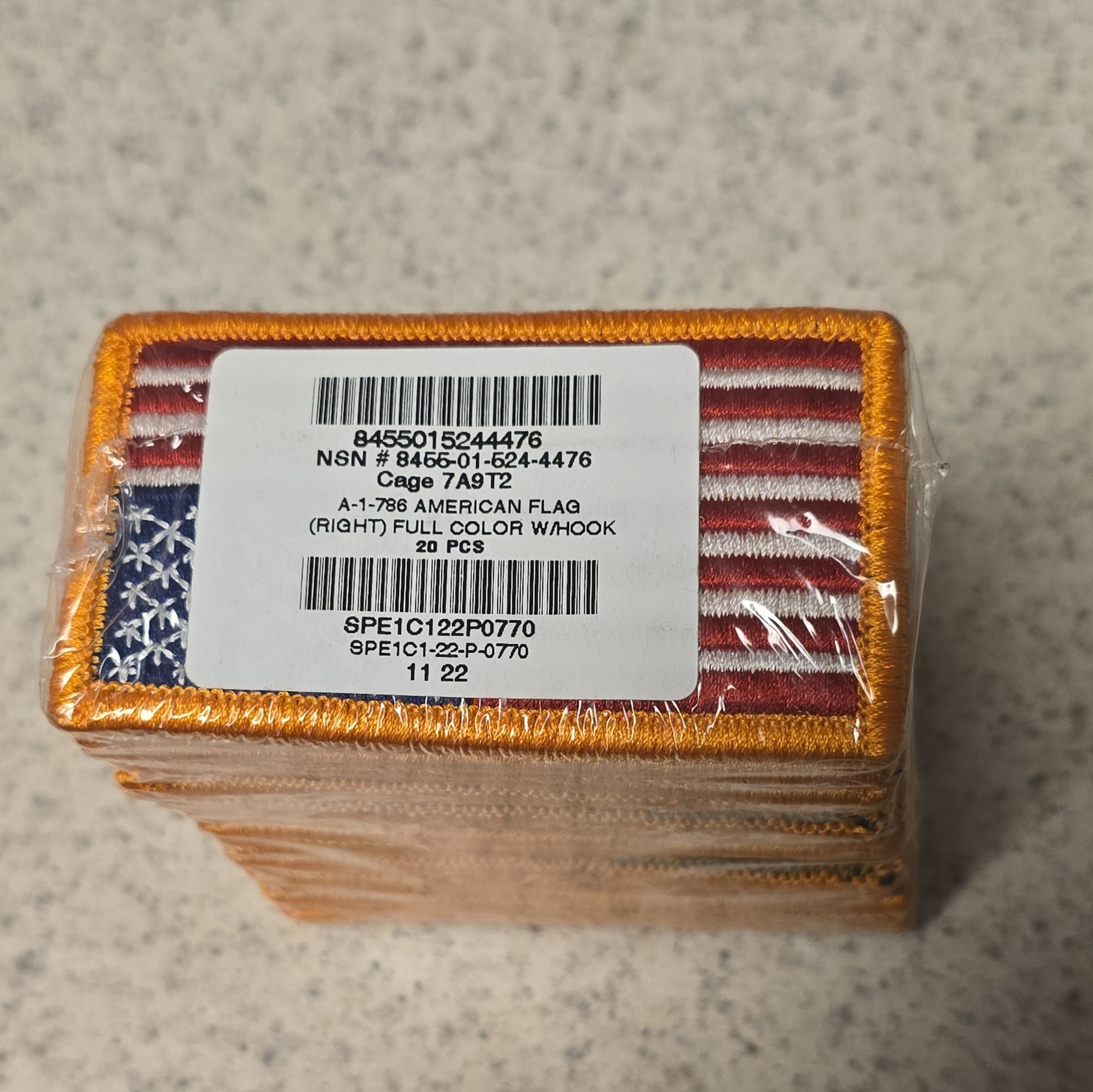 NATIONAL FLAG (REVERSE) FULL COLOR W/HOOK -20PCS- NSN: 01-524-4476