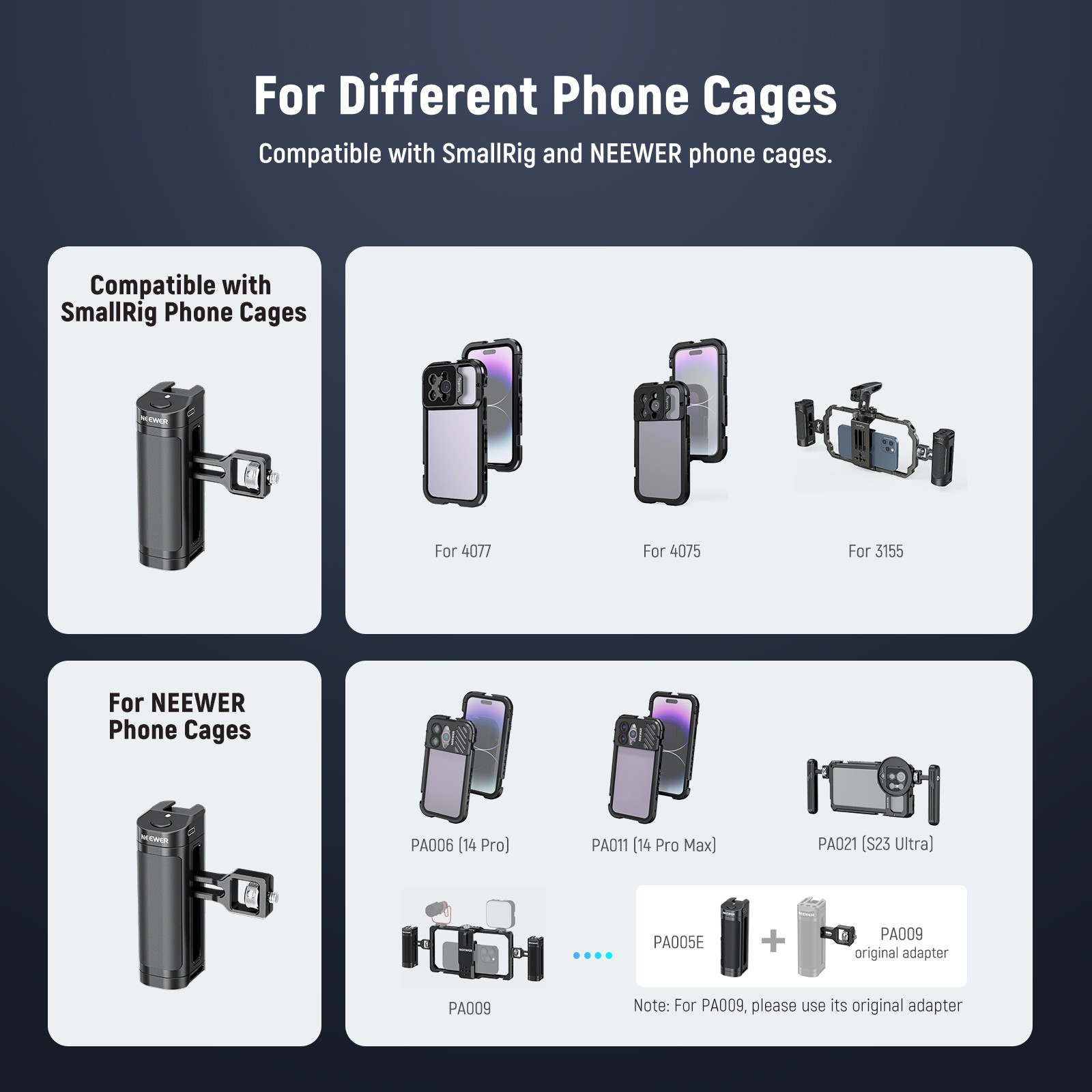NEEWER Side Handle Grip Wireless Remote Shutter for Smartphone Cage PA005E