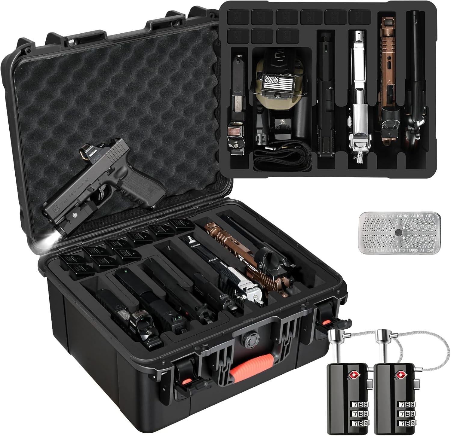 Pistol Gun Case for Multi Handguns - Hold Multiple Pistols & Magazines, Pre-cut