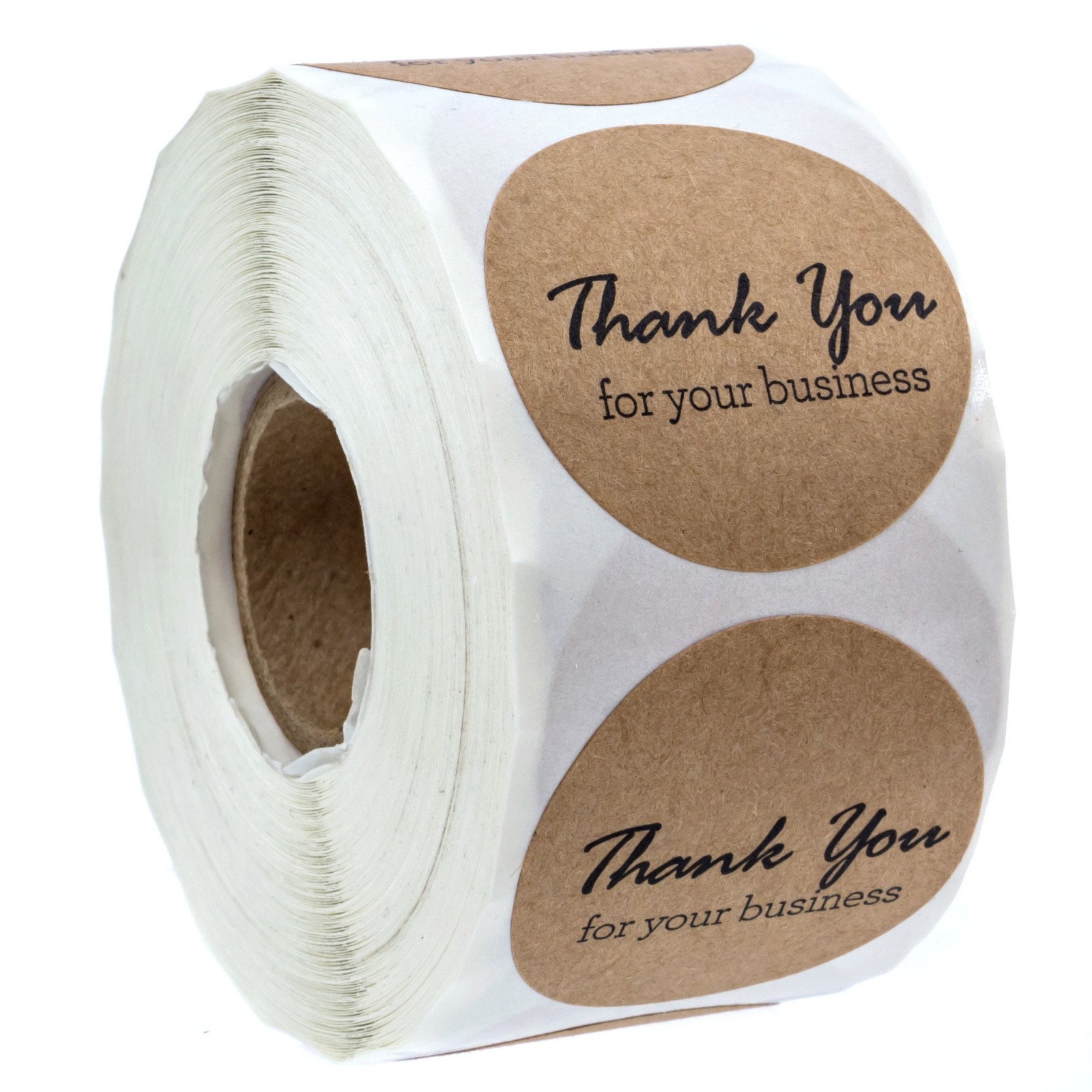 Brown Kraft Script Thank You for Your Business 1.5", 1.5" Simple