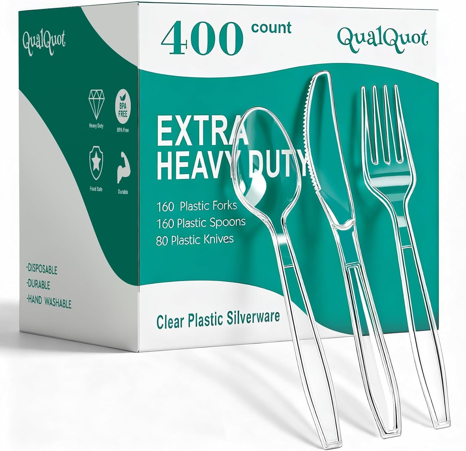 Clear Plastic Sierware, Extra Heavy Duty Plastic Utensils Set Includes