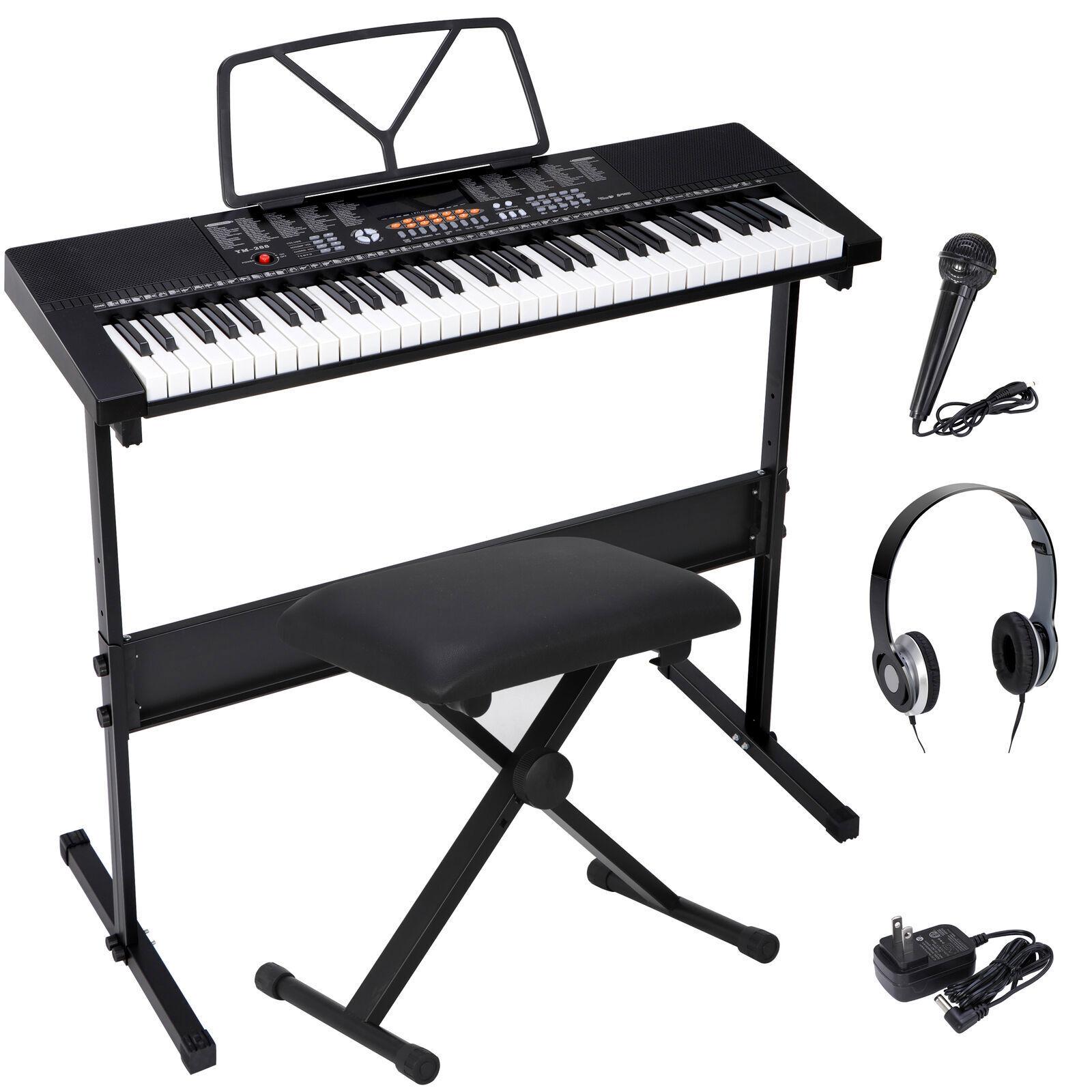 ZenSports 61 Keys Electronic Piano Keyboard W/Stand, Headphones, Microphone