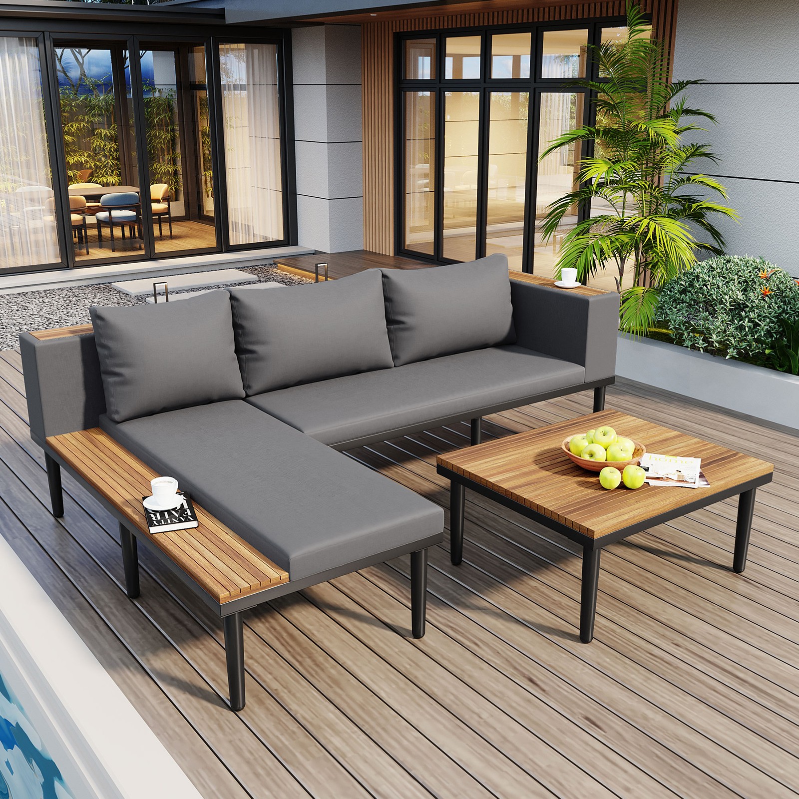 Luxury Patio Furniture Set with Removable Cushions and Coffee Table Side Table