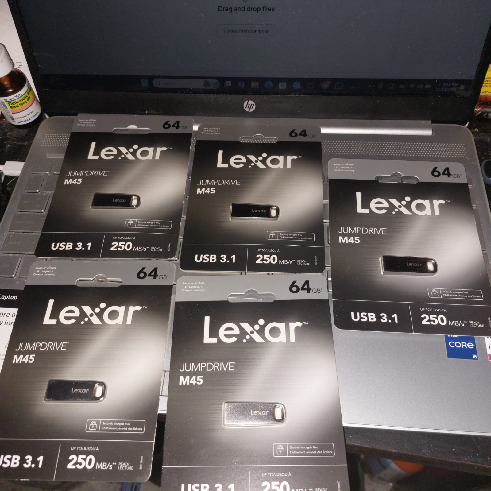 Lot of (5) Lexar 64GB M45 Encrypted USB 3.1 Jumpdrive NEW